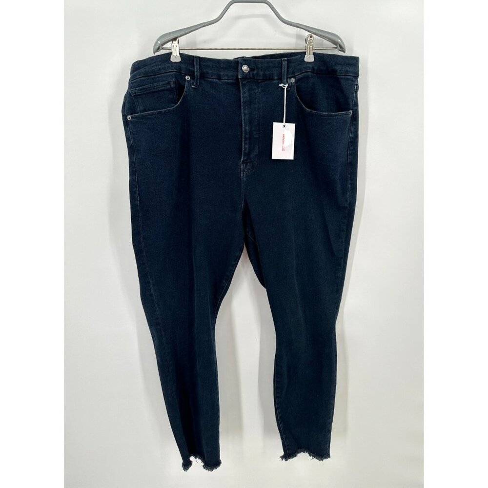 Good American Good Legs High Rise Ankle Cropped Jeans in Black-094 Size 24